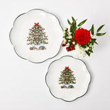 Enhance your Christmas dining with the playful charm of the Mrs. Alice Christmas Tree Dinner Plate, designed to bring a touch of tradition and festivity to your holiday feasts.
