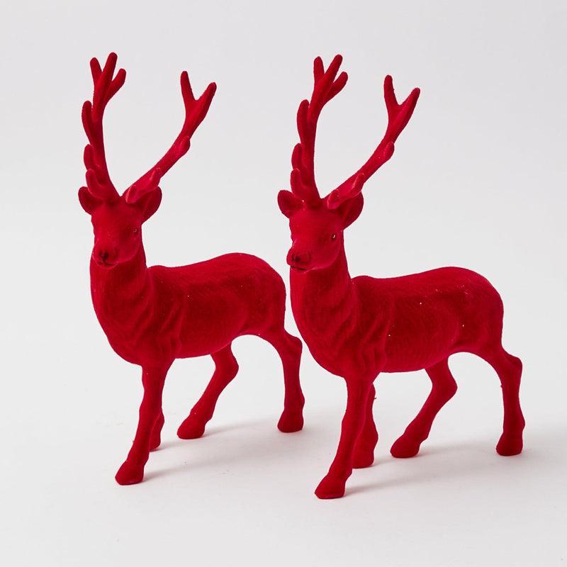 Embrace the holiday spirit with this delightful Red Flocked Reindeer Pair, a classic and festive addition to your seasonal decor.