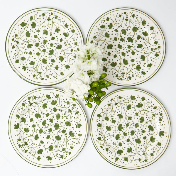 Green Clover Dinner Plates, a festive addition to your table setting.