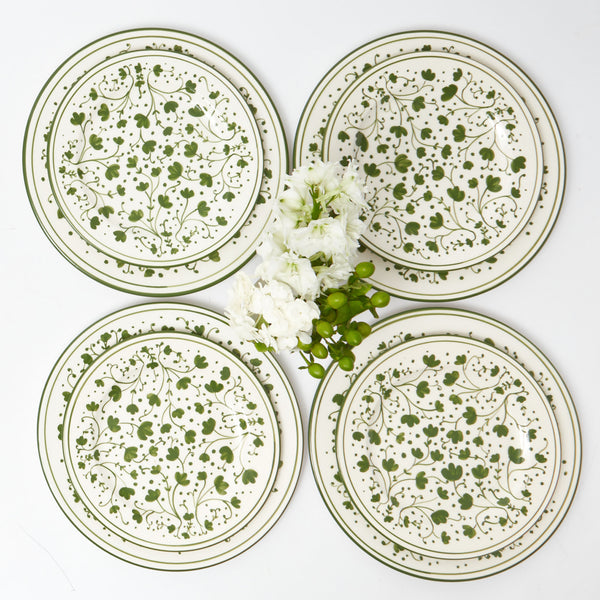 Green Clover Dinner & Starter Plates, a delightful addition to your Christmas table setting.