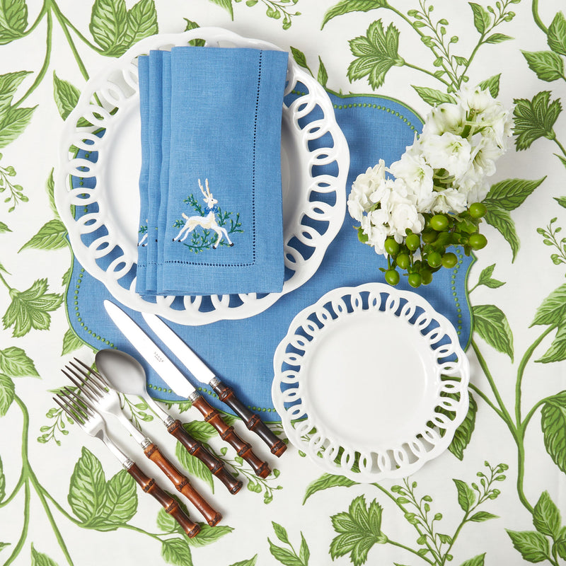 Create a sophisticated and nature-inspired atmosphere with the Trailing Leaves Tablecloth, perfect for setting the stage for an inviting and harmonious dining experience.