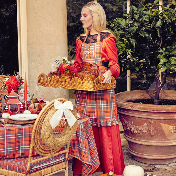 Apron adorned with frills, showcasing the iconic Fife tartan.