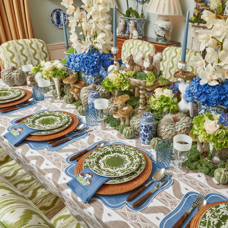 Mushroom Blue Linen Napkins (Set of 4) - Mrs. Alice