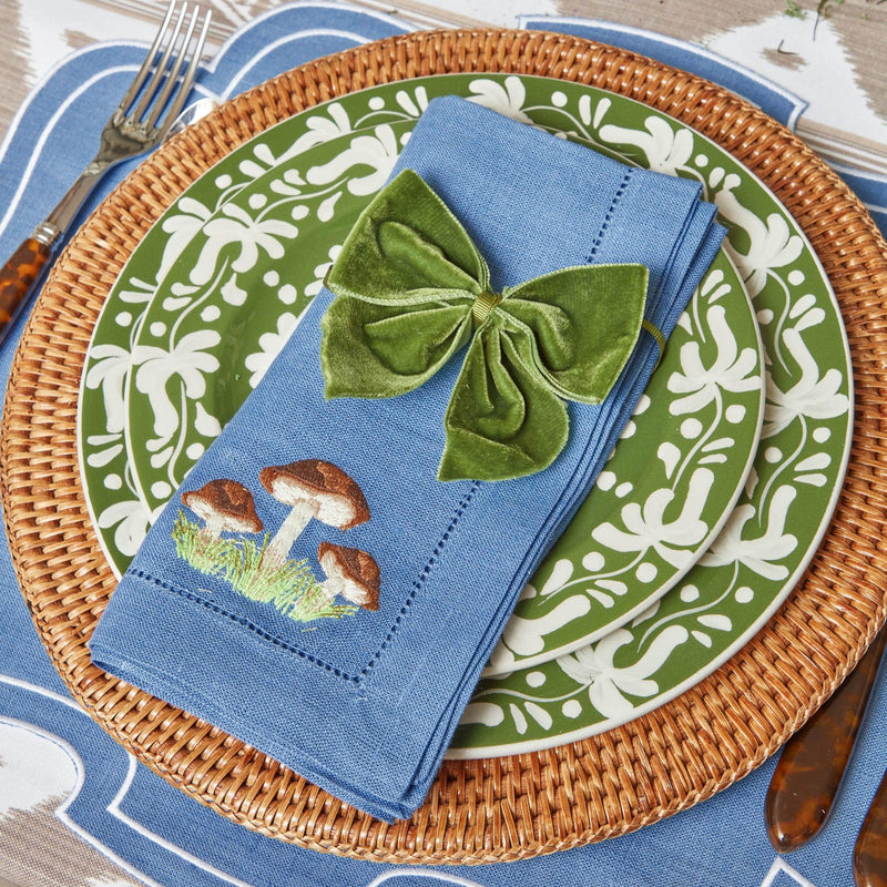 Mushroom Blue Linen Napkins (Set of 4) - Mrs. Alice