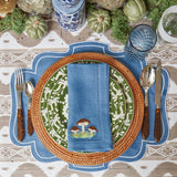 Mushroom Blue Linen Napkins (Set of 4) - Mrs. Alice