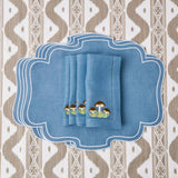 Mushroom Blue Linen Napkins (Set of 4) - Mrs. Alice
