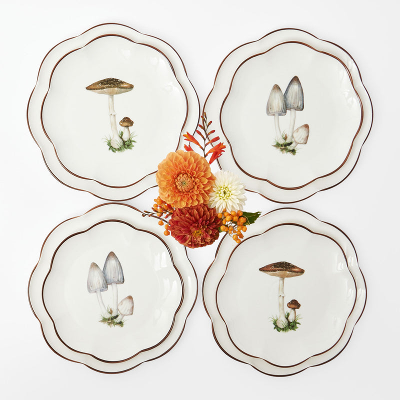 Scalloped Mushroom Dinner Plates: Charming dining essentials.