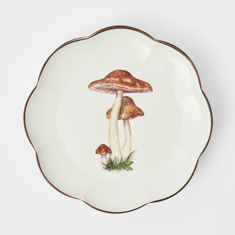 Elevate your dining experience with the Scalloped Mushroom Dinner Plate, a perfect blend of style and functionality.
