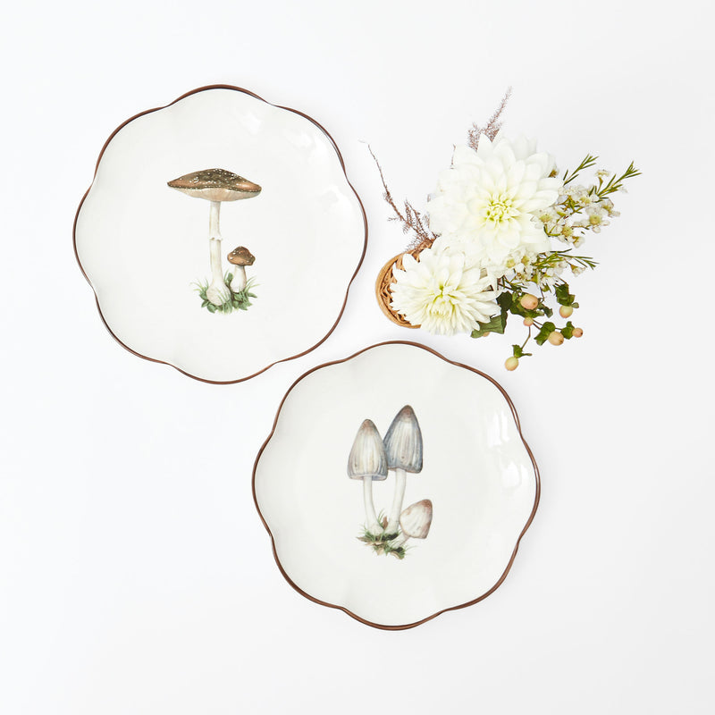 Add a touch of artistry to your appetizer course with the Scalloped Mushroom Starter Plate set of 28.