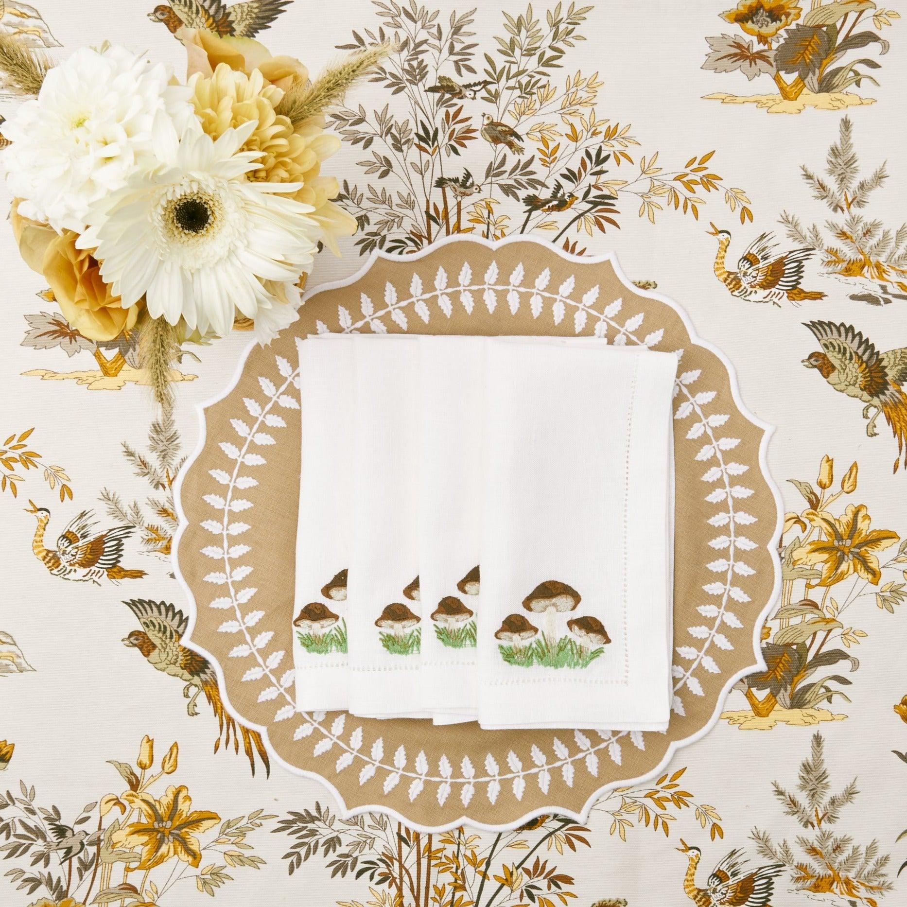 Mushroom White Linen Napkins (Set of 4) – Mrs. Alice