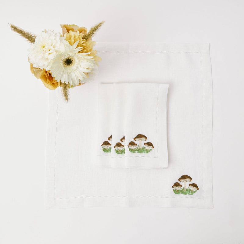 Mushroom White Linen Napkins (Set of 4) – Mrs. Alice