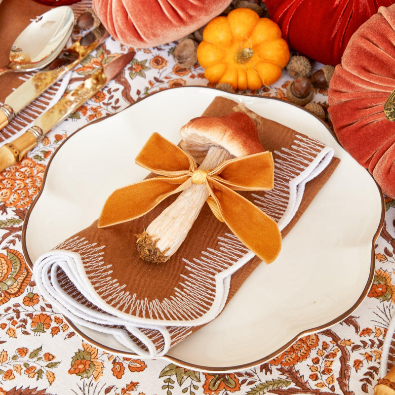 Mustard Velvet Mini Bow (Set of 4) - Mrs. Alice