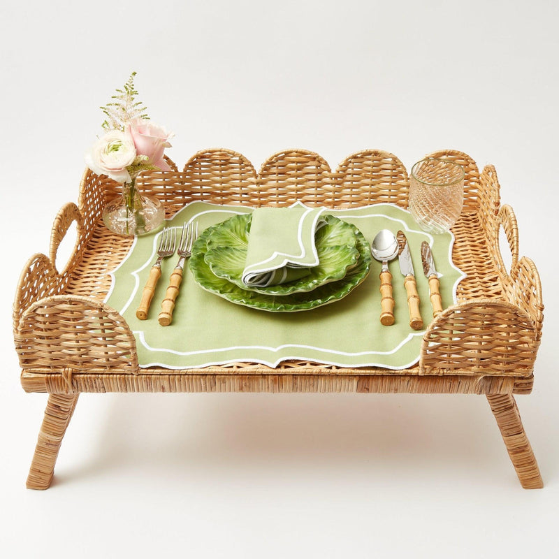 Natural Scalloped Rattan Breakfast Tray - Mrs. Alice