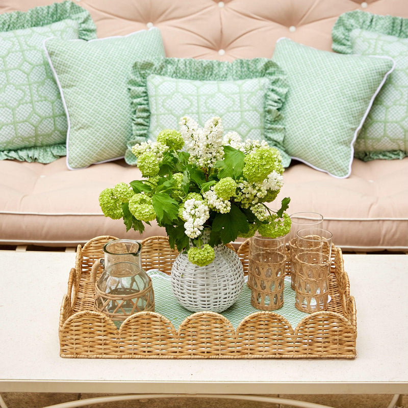 Natural Scalloped Rattan Tray - Mrs. Alice