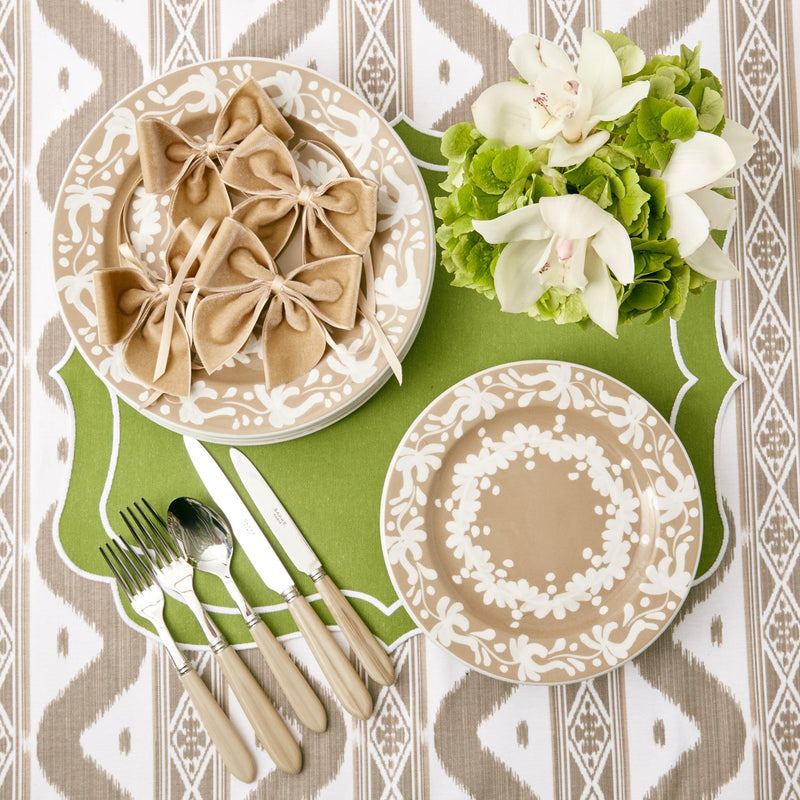 Set a refined table with Oat Velvet Napkin Bows.
