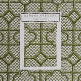 Olive Green Bamboo Trellis Fabric - Mrs. Alice