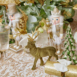 Olive Green Flocked Reindeer Family - Mrs. Alice
