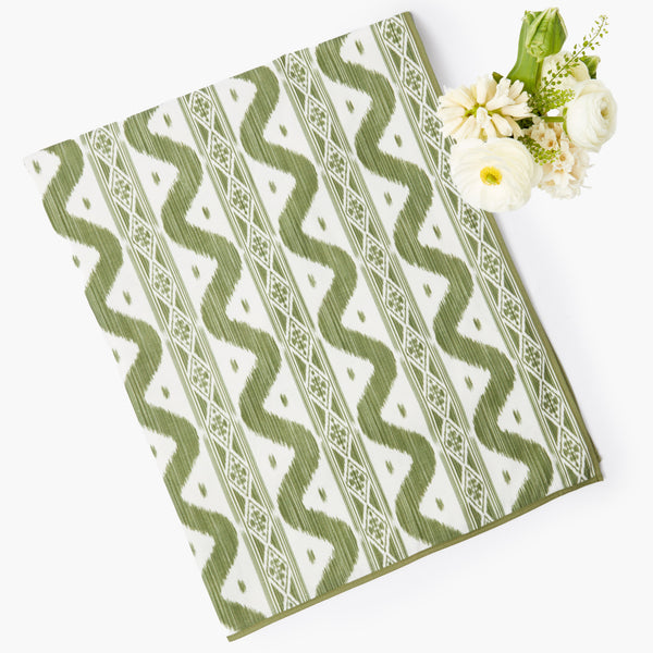 Olive Green Ikat Tablecloth