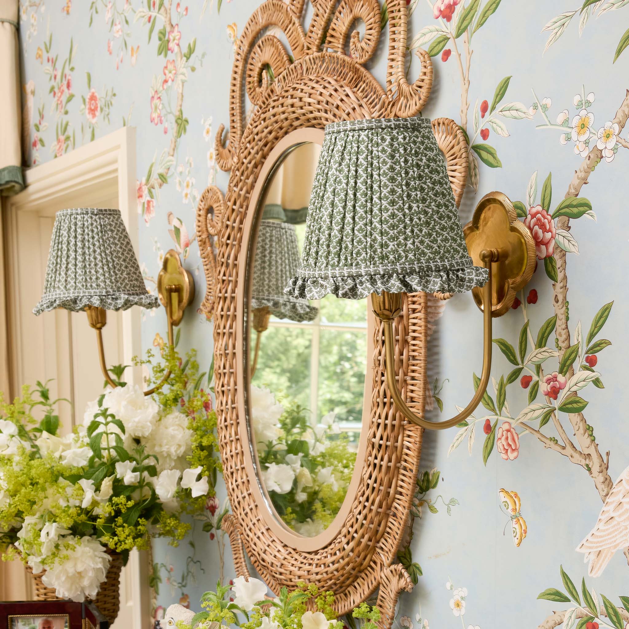 Olive Lotus Ruffle Lampshade (18cm)