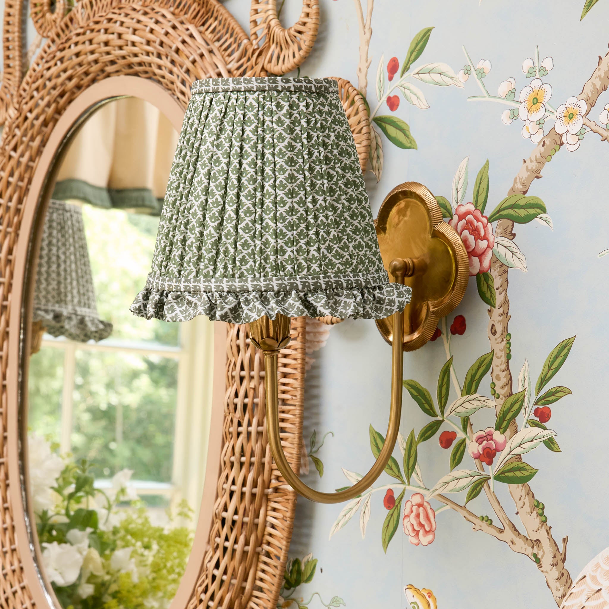 Olive Lotus Ruffle Lampshade (18cm)
