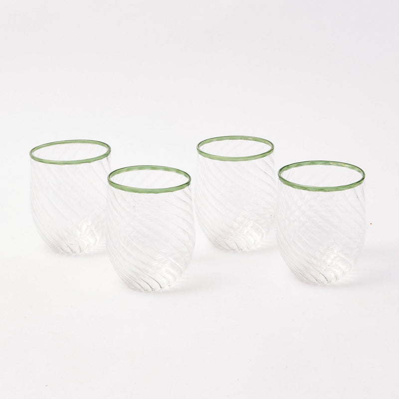 Olive Rim Swirl Glassware Set - Mrs. Alice