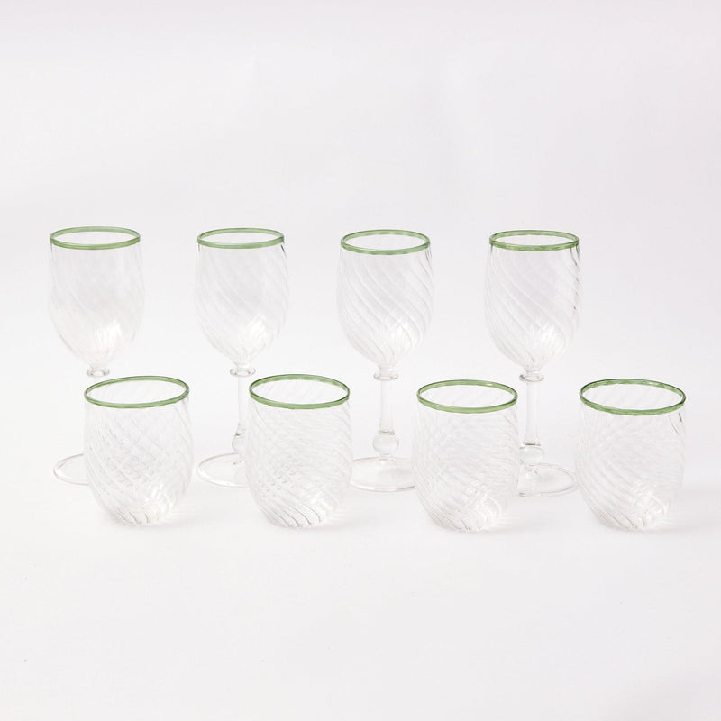 Olive Rim Swirl Water Glass (Set of 4) - Mrs. Alice