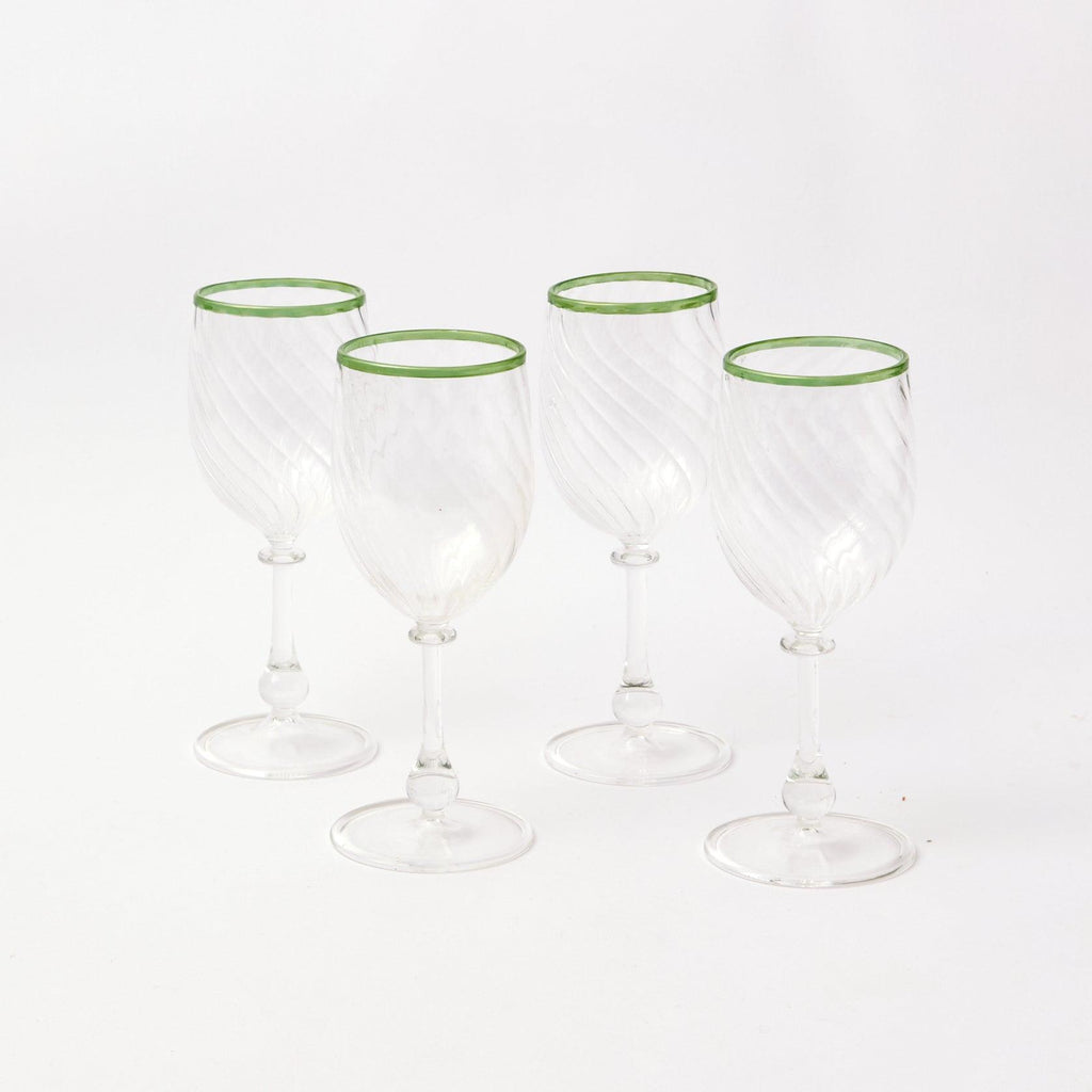 Olive Rim Swirl Wine Glasses (Set of 4) – Mrs. Alice