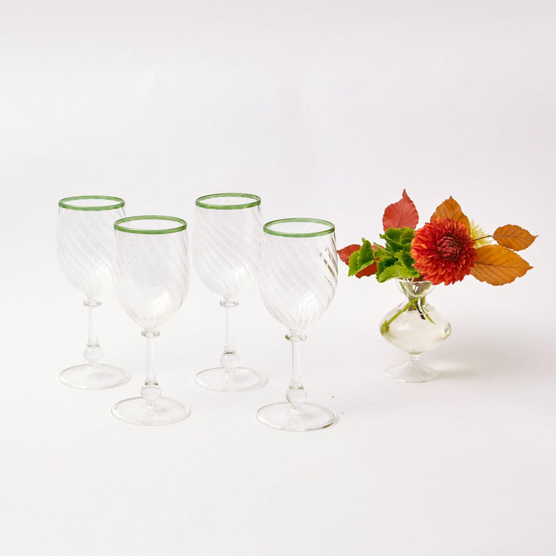 Olive Rim Swirl Wine Glasses (Set of 4) - Mrs. Alice