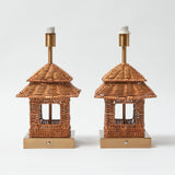 Rattan Rechargeable Pagoda Lamp Stand