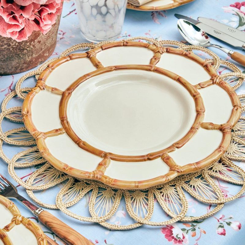 Quaint and versatile: Petal Bamboo Ceramic Plates for dining.