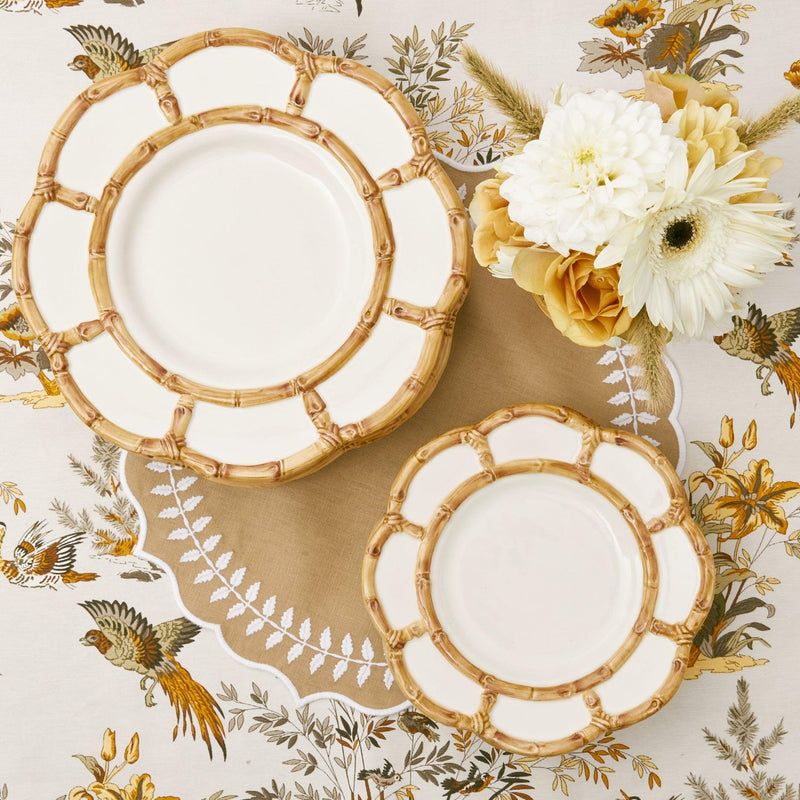 Sustainable chic: Petal Bamboo Ceramic Dinner Plates.