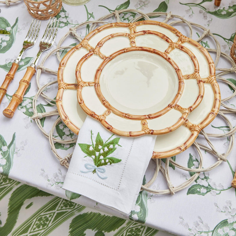 Embrace the beauty of nature with Petal Bamboo Ceramic Plate.