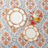 Coastal chic: Set of 8 Petal Bamboo Ceramic Plates for elegant dining.