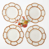Set of 4 Petal Bamboo Ceramic Dinner Plates for elegant dining.