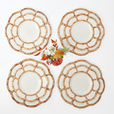 Set of 8 Petal Bamboo Ceramic Dinner & Starter Plates: Natural elegance.