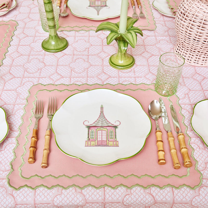 Pink & Green Pagoda Dinner Plate (Set of 4) - Mrs. Alice