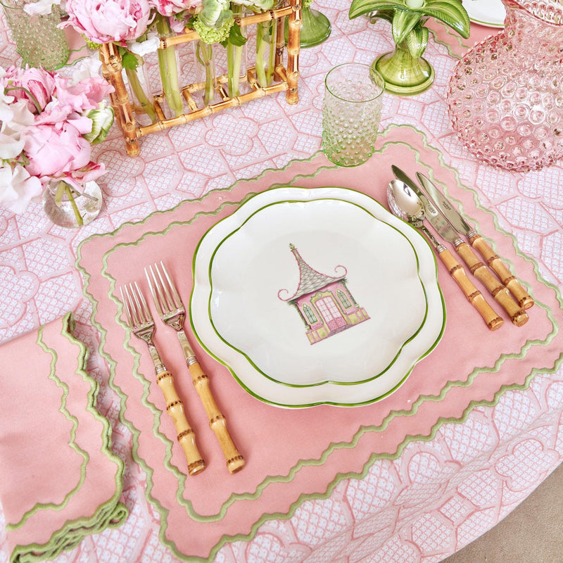 Pink & Green Pagoda Starter Plate (Set of 4) - Mrs. Alice