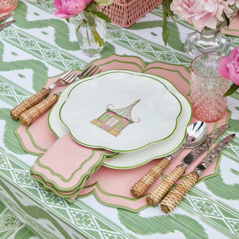 Pink & Green Pagoda Starter Plate (Set of 4) - Mrs. Alice