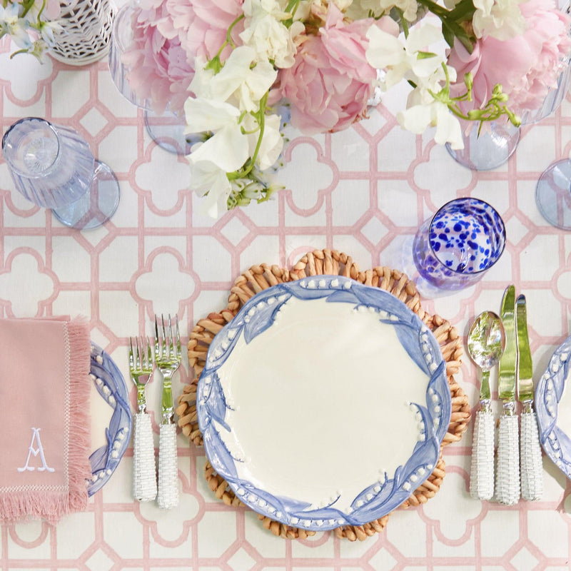 Pink Bamboo, Water Hyacinth & Pink Fringe Linen Set - Mrs. Alice