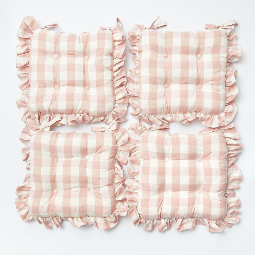 Pink Gingham Ruffle Seat Pad Cushion (Set of 4)– Mrs. Alice