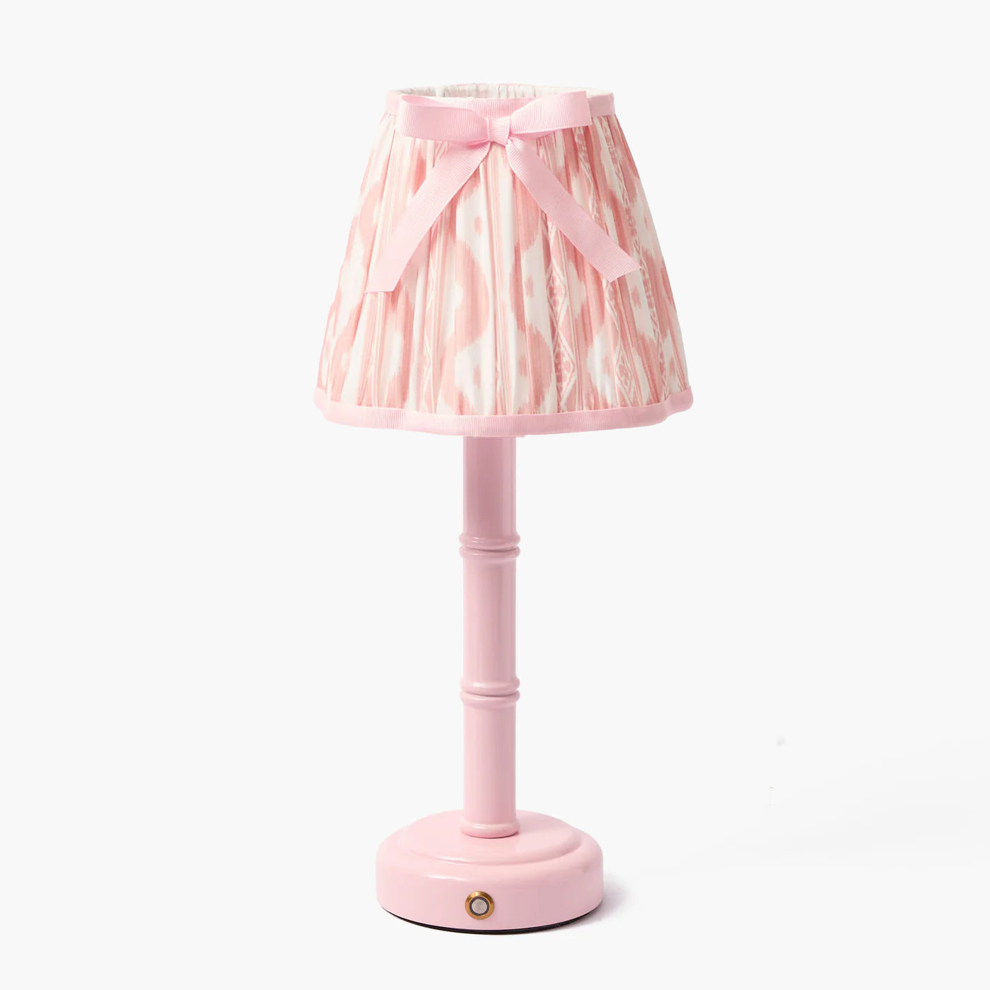 Pink Leonora Lacquer Rechargeable Lamp with Pink Ikat Bow Shade (18cm)