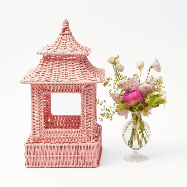Pink Rattan Pagoda Lantern - Mrs. Alice