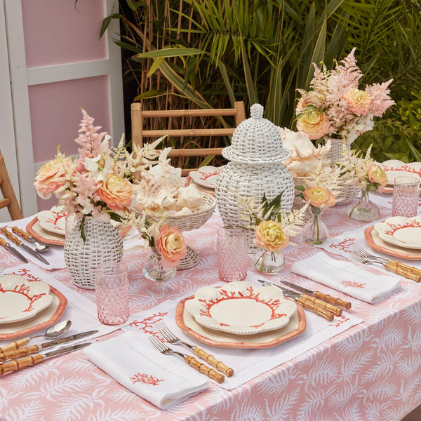 Pink Trailing Ferns Tablecloth - Mrs. Alice