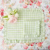 Pistachio Gingham Ruffle Linen Placemats (Set of 4) - Mrs. Alice