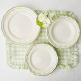 Pistachio Gingham Ruffle Linen Placemats (Set of 4) - Mrs. Alice