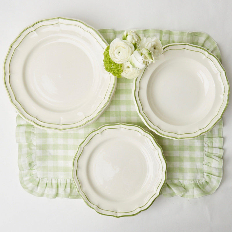 Pistachio Gingham Ruffle Linen Placemats (Set of 4) - Mrs. Alice