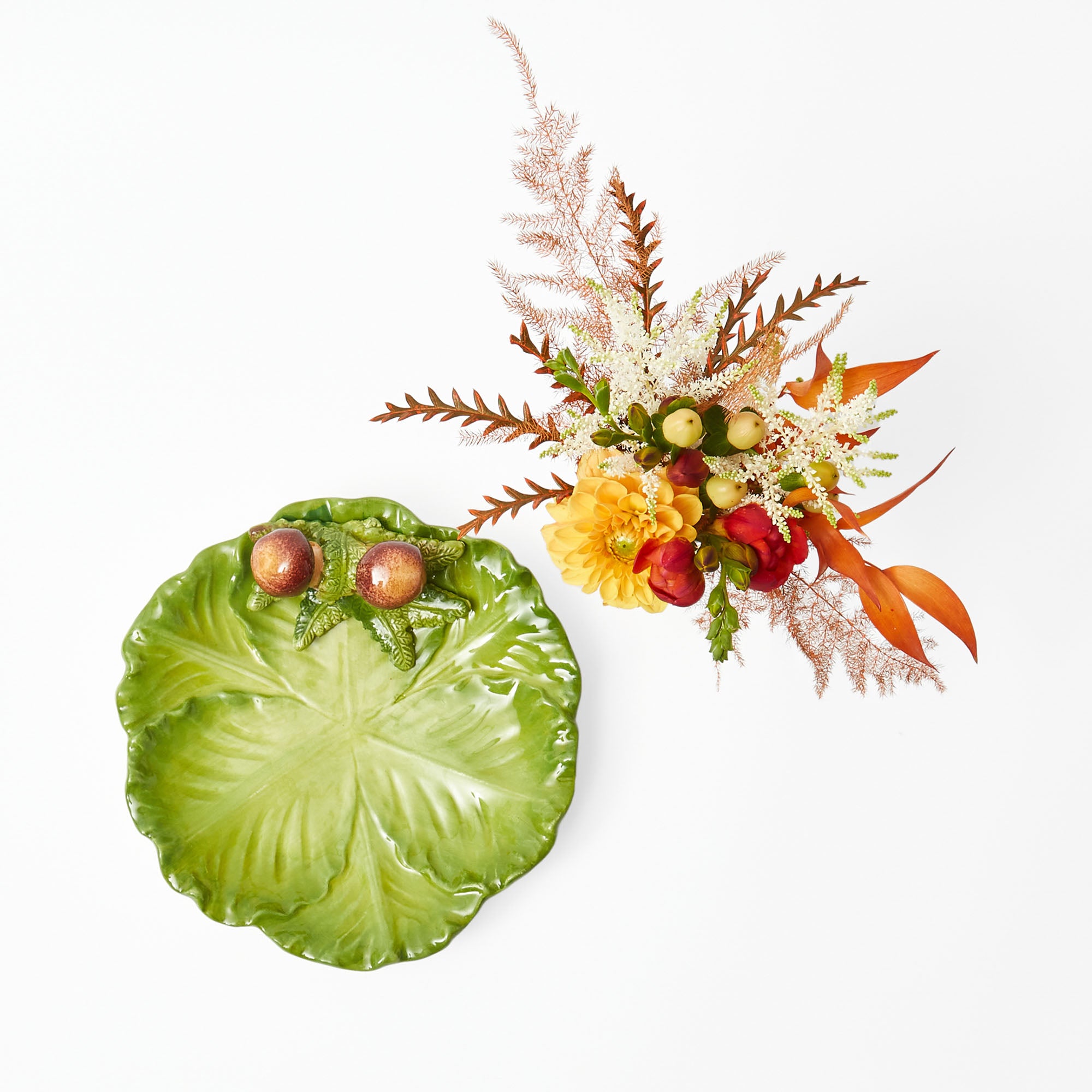 The plate's composition reflects a thoughtful balance, with the bold umami of porcini mushrooms accentuating the natural sweetness of cabbage.