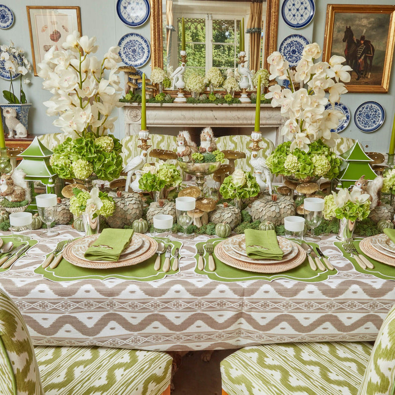 Putty Ikat Tablecloth: Subtle pattern for refined dining.