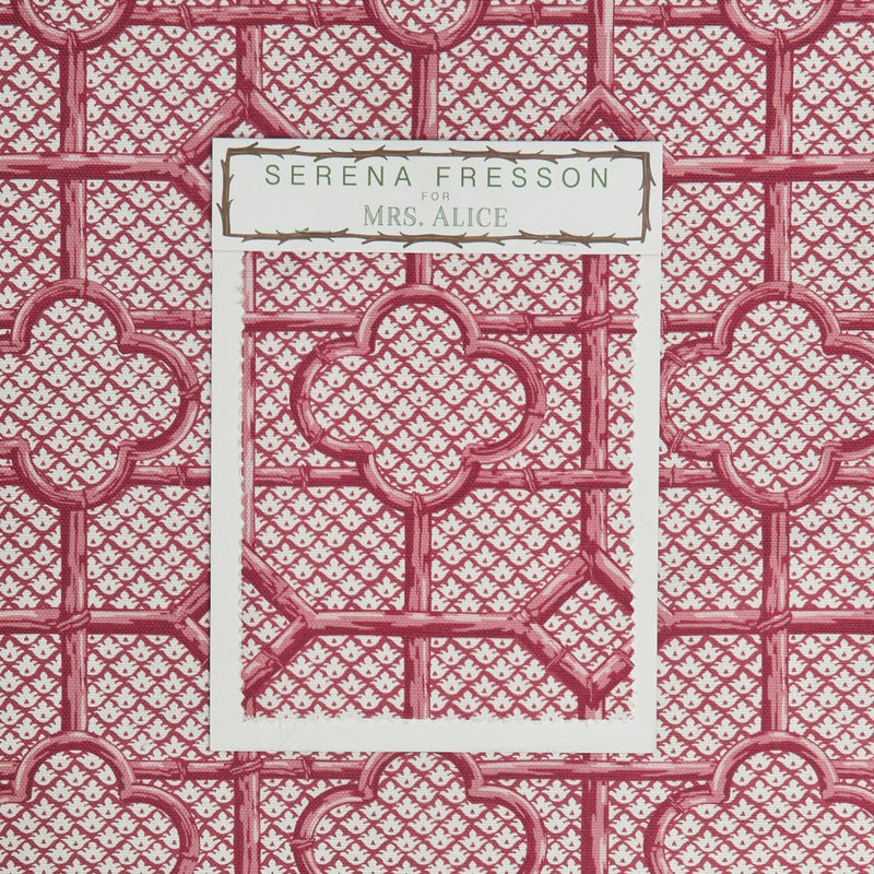 Raspberry Pink Bamboo Trellis Fabric - Mrs. Alice