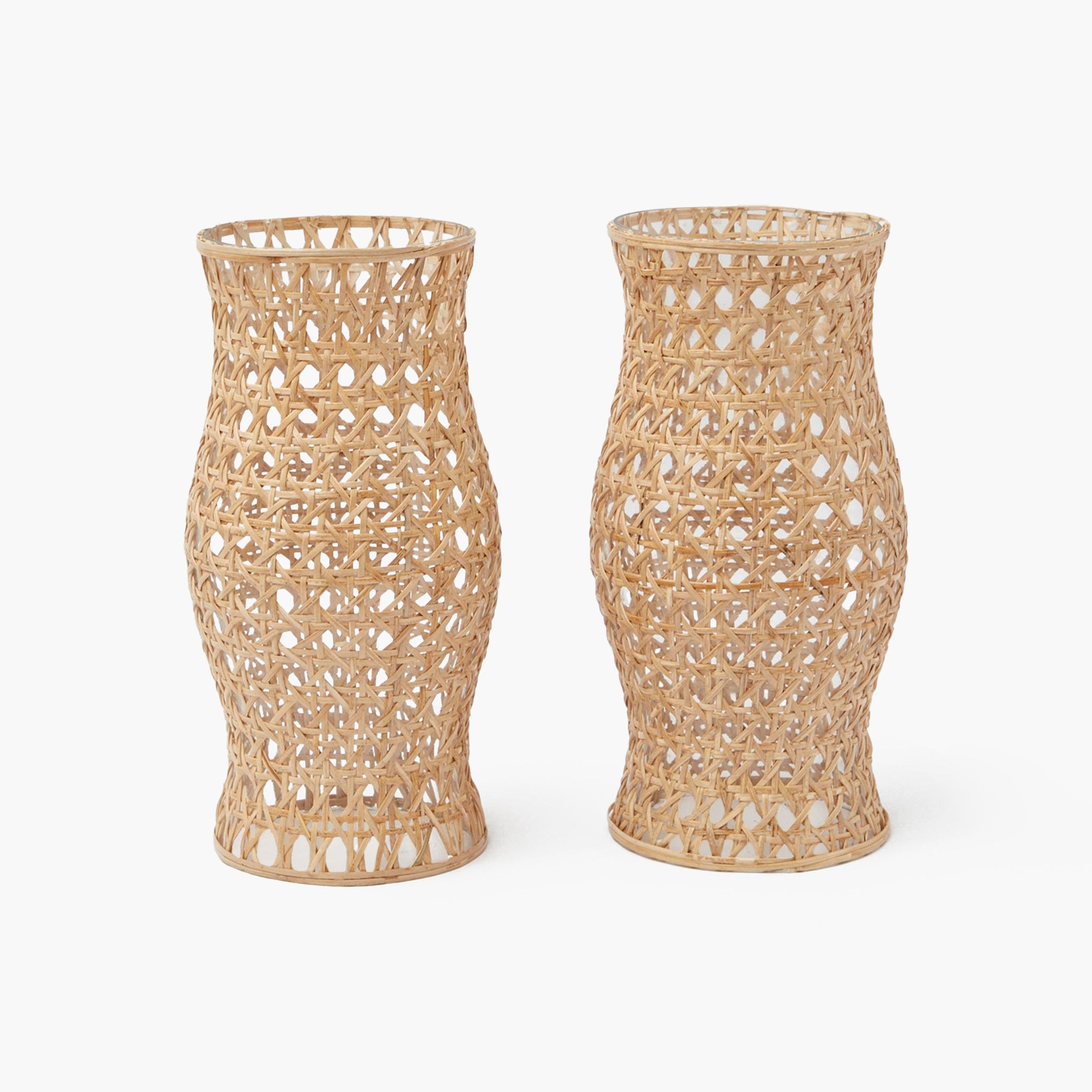 Rattan Hurricane Lantern (Pair)